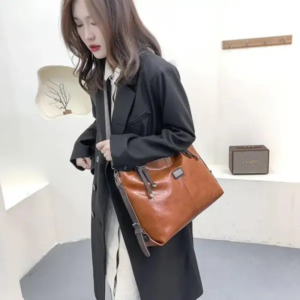 Vintage high quality casual soft leather tote bag - Image 12