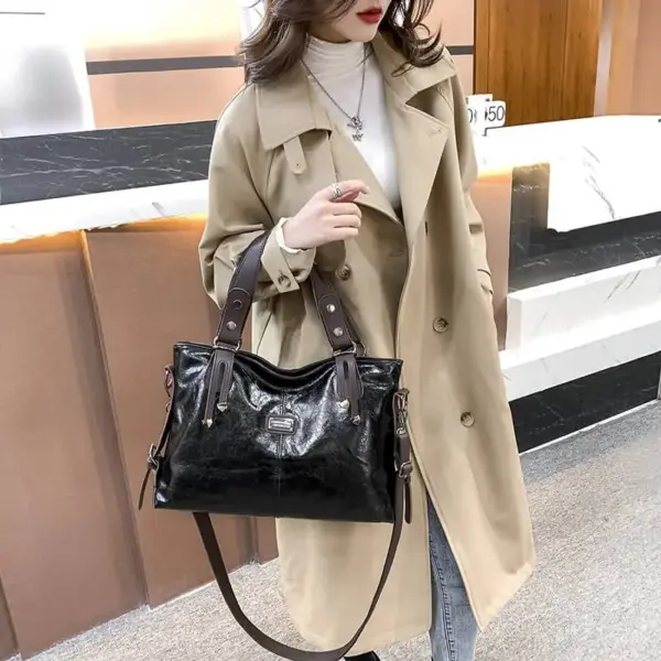 Vintage high quality casual soft leather tote bag - Image 9