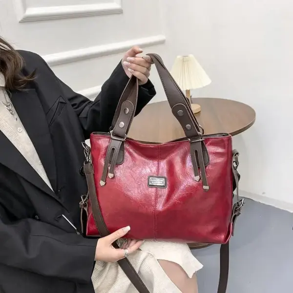 Vintage high quality casual soft leather tote bag - Image 16