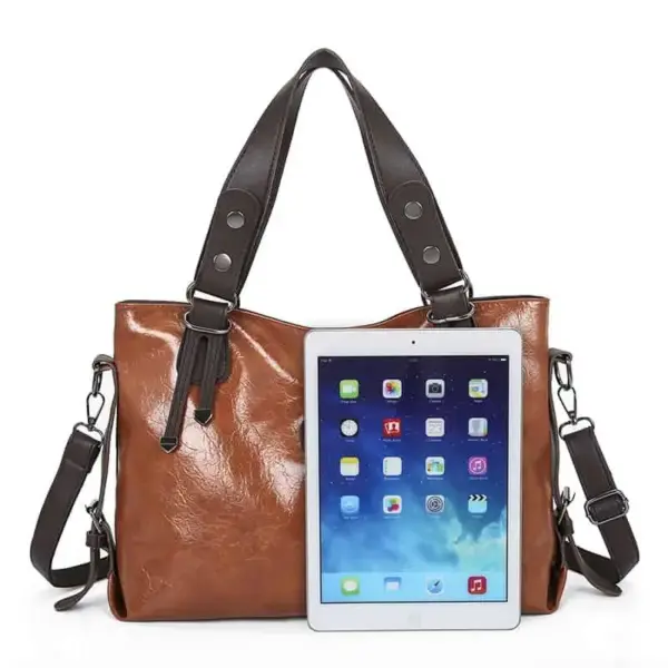 Vintage high quality casual soft leather tote bag - Image 2