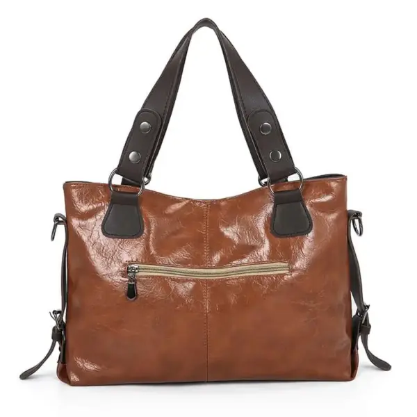 Vintage high quality casual soft leather tote bag - Image 4