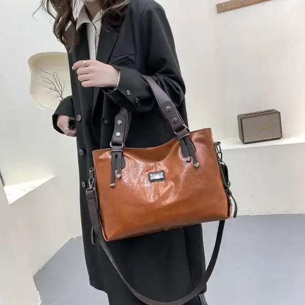 Vintage high quality casual soft leather tote bag - Image 11