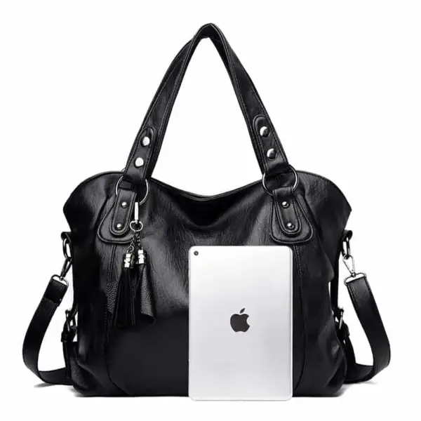 Casual soft vegan leather tote bag - Image 3