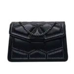 Classic embroidered thread rivet chain bag