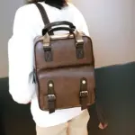 Large capacity vintage leather backpack - Image 10