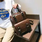 Large capacity vintage leather backpack - Image 11