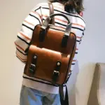 Large capacity vintage leather backpack - Image 4