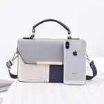 Elegant contrast color premium satchel bag - Image 7