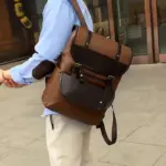 Vintage large capacity leather backpack - Image 17