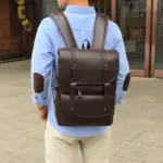 Vintage large capacity leather backpack - Image 18