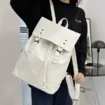 Large capacity solid color leather backpack - Image 7