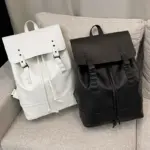 Large capacity solid color leather backpack - Image 9