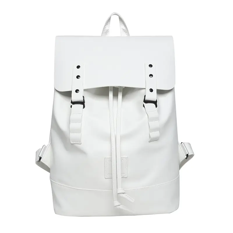 Large capacity solid color leather backpack