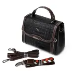 Vintage crocodile pattern satchel bag - Image 5
