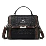 Vintage crocodile pattern satchel bag