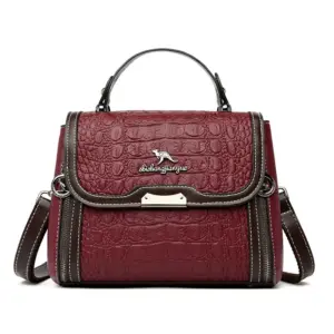 Vintage crocodile pattern satchel bag