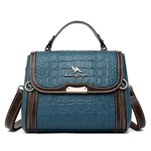 Vintage crocodile pattern satchel bag