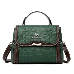 Vintage crocodile pattern satchel bag