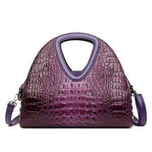 luxury crocodile pattern shopping tote -purple