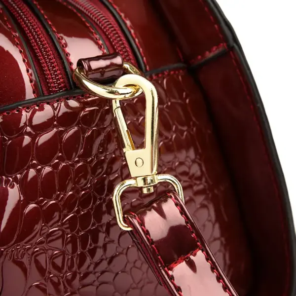 Crocodile pattern bright leather tote bag - Image 8