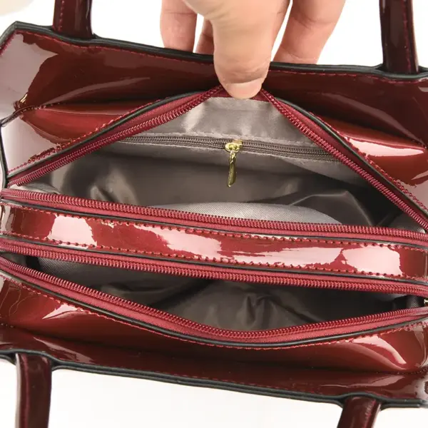 Crocodile pattern bright leather tote bag - Image 9