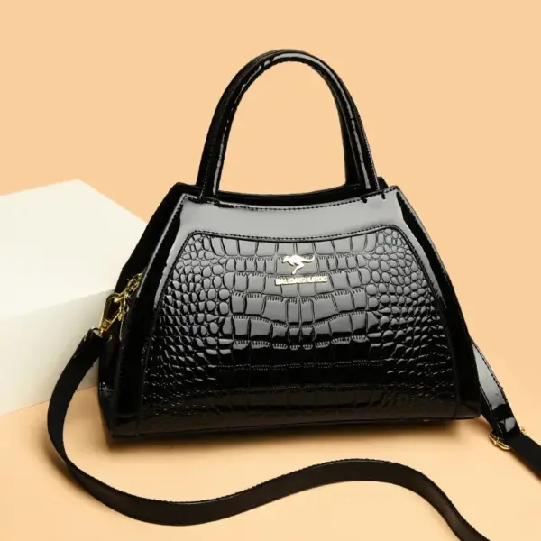 Crocodile pattern bright leather tote bag - Image 12