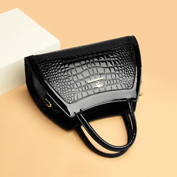 Crocodile pattern bright leather tote bag - Image 13