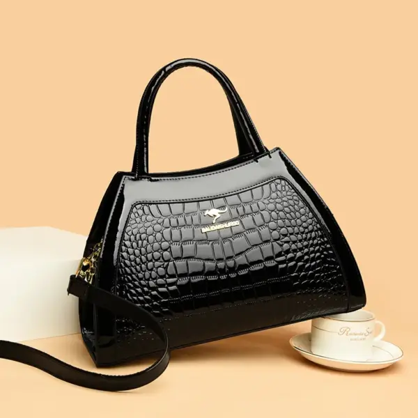 Crocodile pattern bright leather tote bag - Image 14