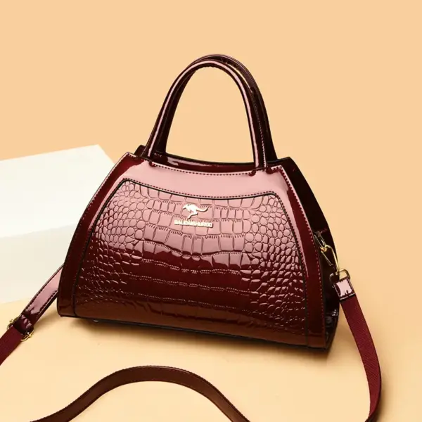 Crocodile pattern bright leather tote bag - Image 15