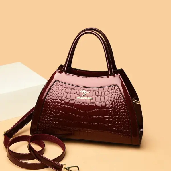 Crocodile pattern bright leather tote bag - Image 16