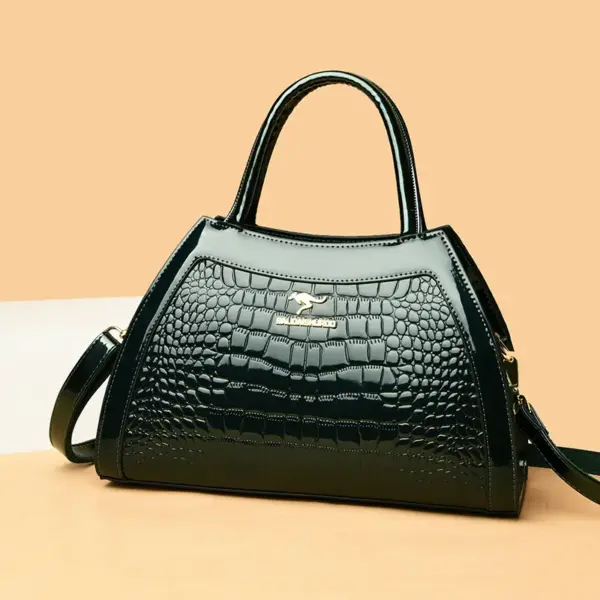 Crocodile pattern bright leather tote bag - Image 17
