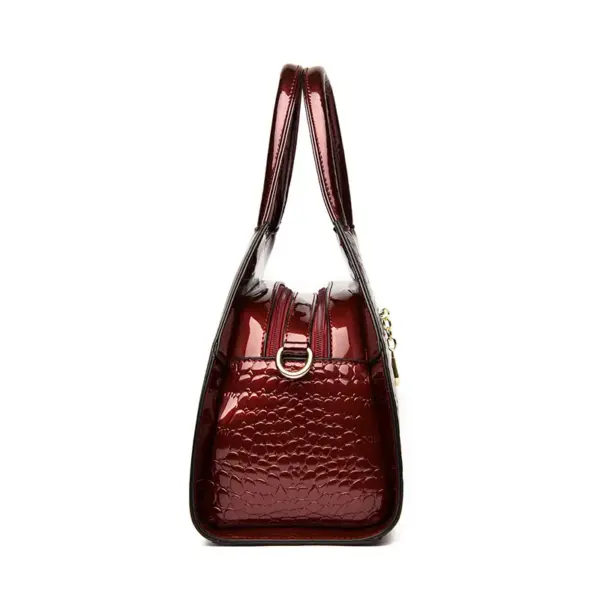 Crocodile pattern bright leather tote bag - Image 2