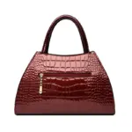 Crocodile pattern bright leather tote bag - Image 3