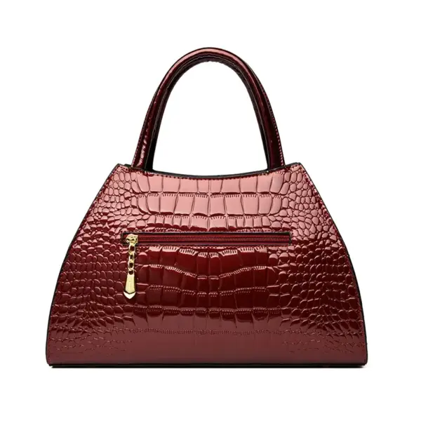 Crocodile pattern bright leather tote bag - Image 3