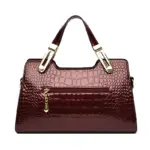 Premium bright leather crocodile pattern bag - Image 3