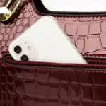 Premium bright leather crocodile pattern bag - Image 8