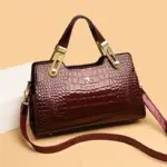 Premium bright leather crocodile pattern bag - Image 9