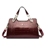 Premium bright leather crocodile pattern bag