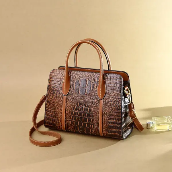 Crocodile embossed vintage women tote bag - Image 24