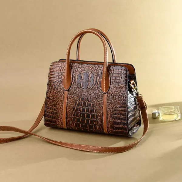 Crocodile embossed vintage women tote bag - Image 20