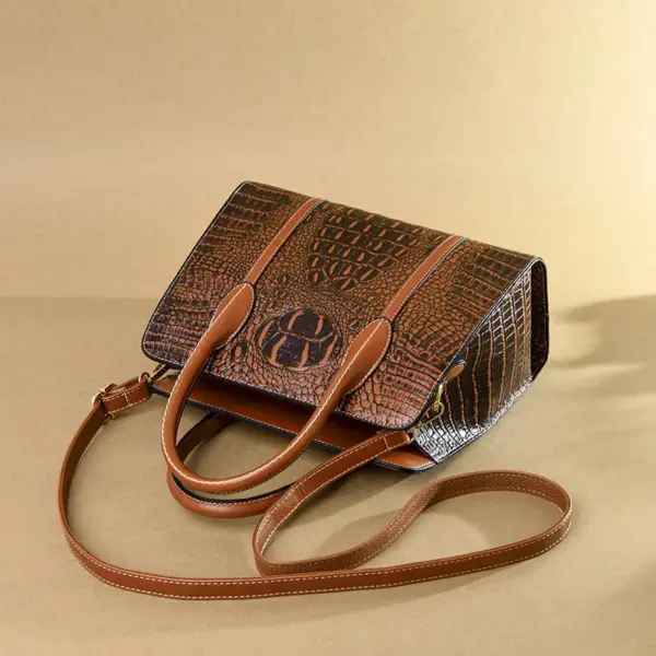 Crocodile embossed vintage women tote bag - Image 19