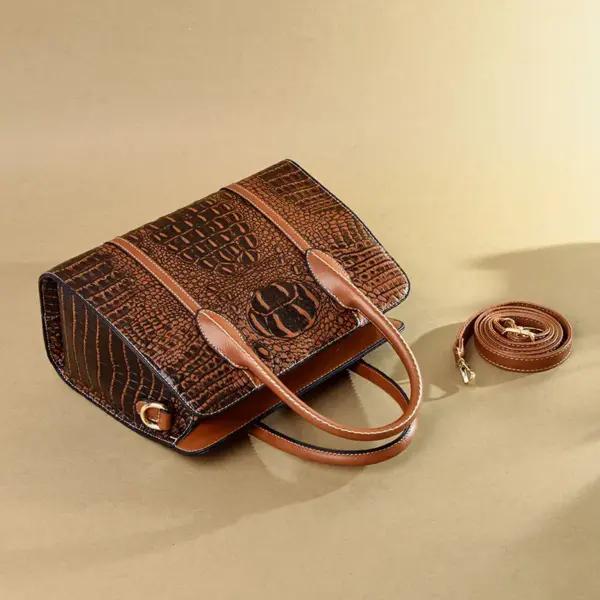 Crocodile embossed vintage women tote bag - Image 17