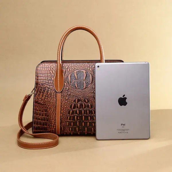 Crocodile embossed vintage women tote bag - Image 15