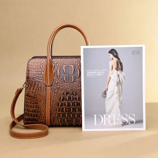 Crocodile embossed vintage women tote bag - Image 14