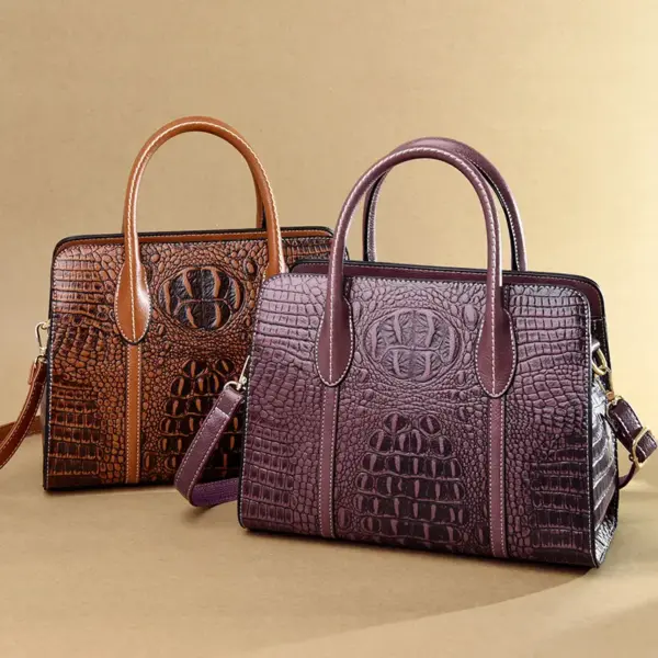 Crocodile embossed vintage women tote bag - Image 10