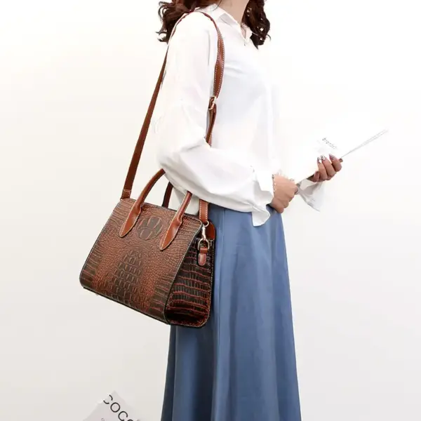 Crocodile embossed vintage women tote bag - Image 3