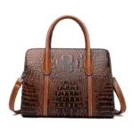Crocodile embossed vintage women tote bag