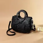 Flower embossed ring handle vintage handbag - Image 8