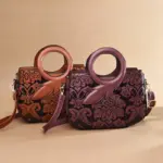 Flower embossed ring handle vintage handbag - Image 10