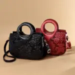 Flower embossed ring handle vintage handbag - Image 11